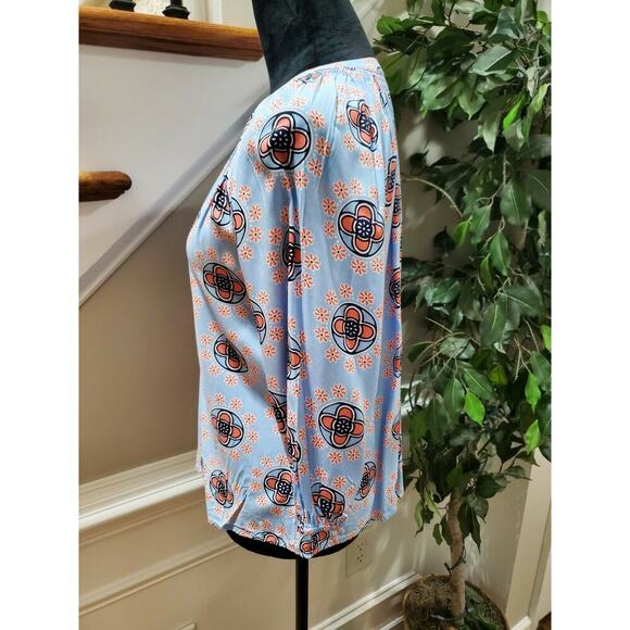 Crown & Ivy Women's Blue 100% Rayon Long Sleeve V-Neck Casual Blouse Size PM - Picture 6 of 10